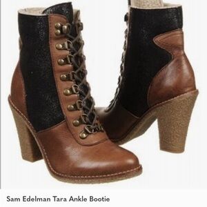 Sam Edelman Two-Tone Lace-Up Ankle Booties